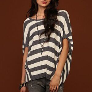 FREE PEOPLE striped slouchy dolman batwing sleeve sweater knit top- small